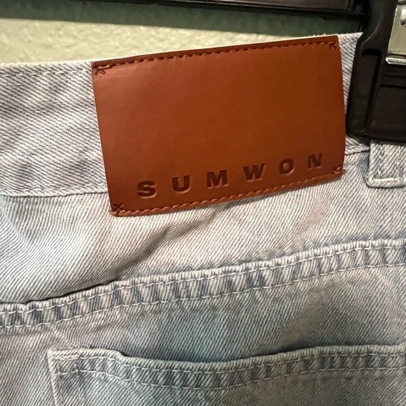 Light Blue Wide Leg Jeans with Snake Print - Picture 4 of 4